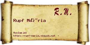 Rupf Mária névjegykártya